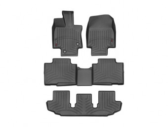 Ковры резиновые WeatherTech Toyota Highlander 20+ передние + задние + 3й ряд черные 441609-1-2-3