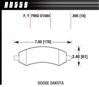 Тормозные колодки HAWK SuperDuty Dodge RAM/Durango 2002-2016, передние HB559P.695 - Фото 1