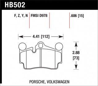 Тормозные колодки HAWK Perf.Ceramic PORSCHE Cay/Touareg/Q7 задние HB502Z.606 - Фото 1