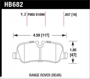 Тормозные колодки HAWK Perf.Ceramic RRover/RR Sport 06-10 задние HB682Z.657 - Фото 1