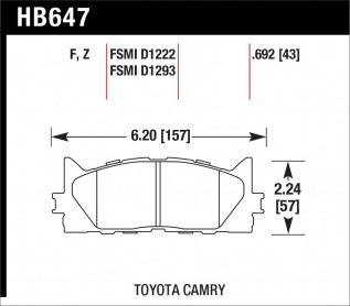 Тормозные колодки HAWK Perf.Ceramic Camry 40/50/60 передние HB647Z.692 - Фото 1