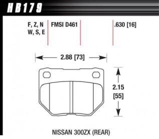 Тормозные колодки HAWK HPS WRX/300ZX, задние HB179F.630 - Фото 1