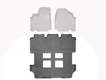 Ковры резиновые WeatherTech MB V (W447) 16+, 2 и 3 ряд, ковровый пол, без ц. консоли 2-го ряда, черные 448732