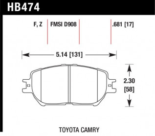 Тормозные колодки HAWK Perf.Ceramic Lexus GS300 -06 передние HB474Z.681 - Фото 1